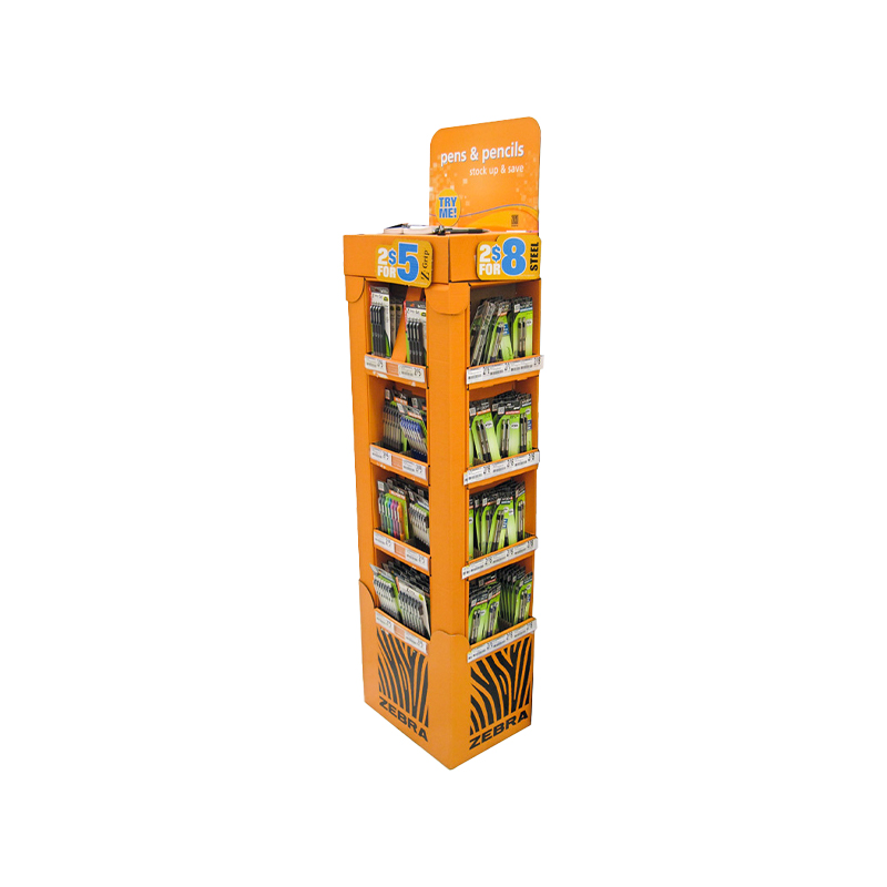 Tria adligatur Pantone color printing Foldable CONRUGIS Display for Pens & Pencilli